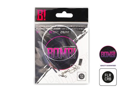 Fluorokarbon előke BOMB! forgóval és kapoccsal | 2db/15cm/5kg