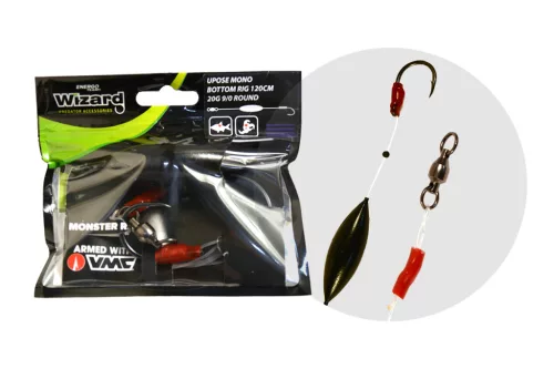 WIZARD MONSTER RIVER UPOSE PRO DOUBLE MONOBRAID RIG 20G 7/0+9/0 ROUND