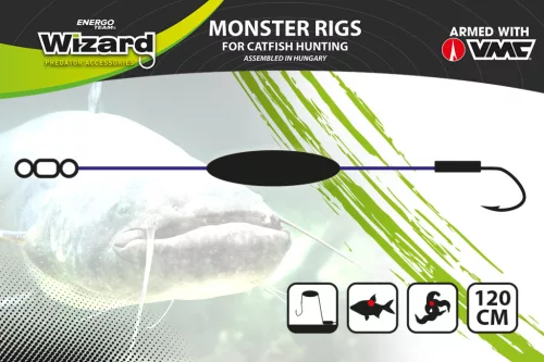 WIZARD MONSTER RIVER UPOSE PRO DOUBLE MONOBRAID RIG 20G 7/0+9/0 ROUND