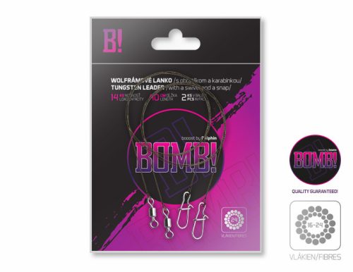 Tungsten leader BOMB! with swivel and snap | 2db/20cm/7kg