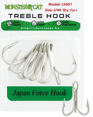 Monster Cat Japan Force 4X Treble Hook 5db/cs 2/0